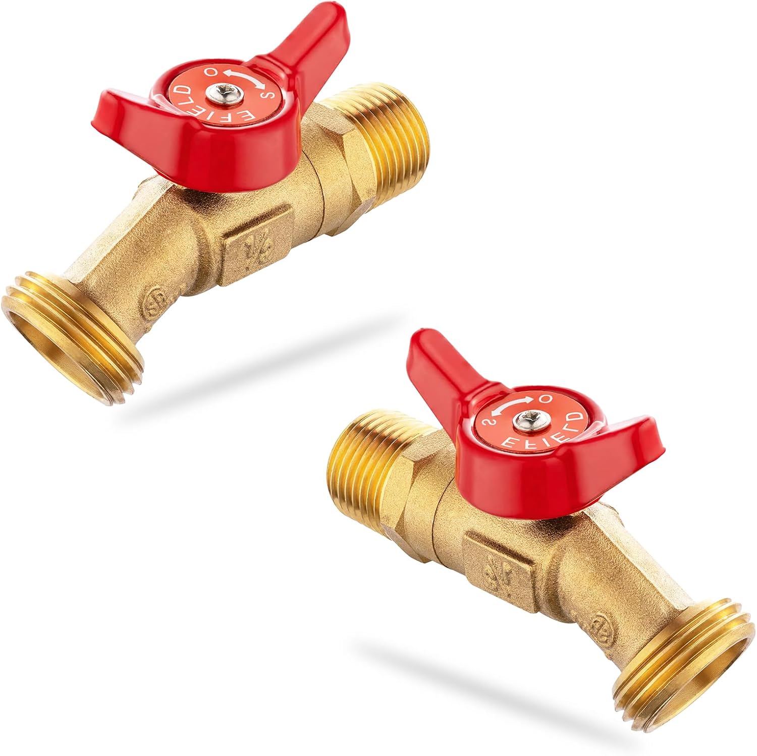 10-Pack HeSun Outdoor Hose Bibb Faucet/Valve,1/4-Turn Brass Sillcock Garden Spigot,3/4" Male NPT Inlet x 3/4" Male Hose Thread (GHT) Outlet,Red(BOILER005-10)