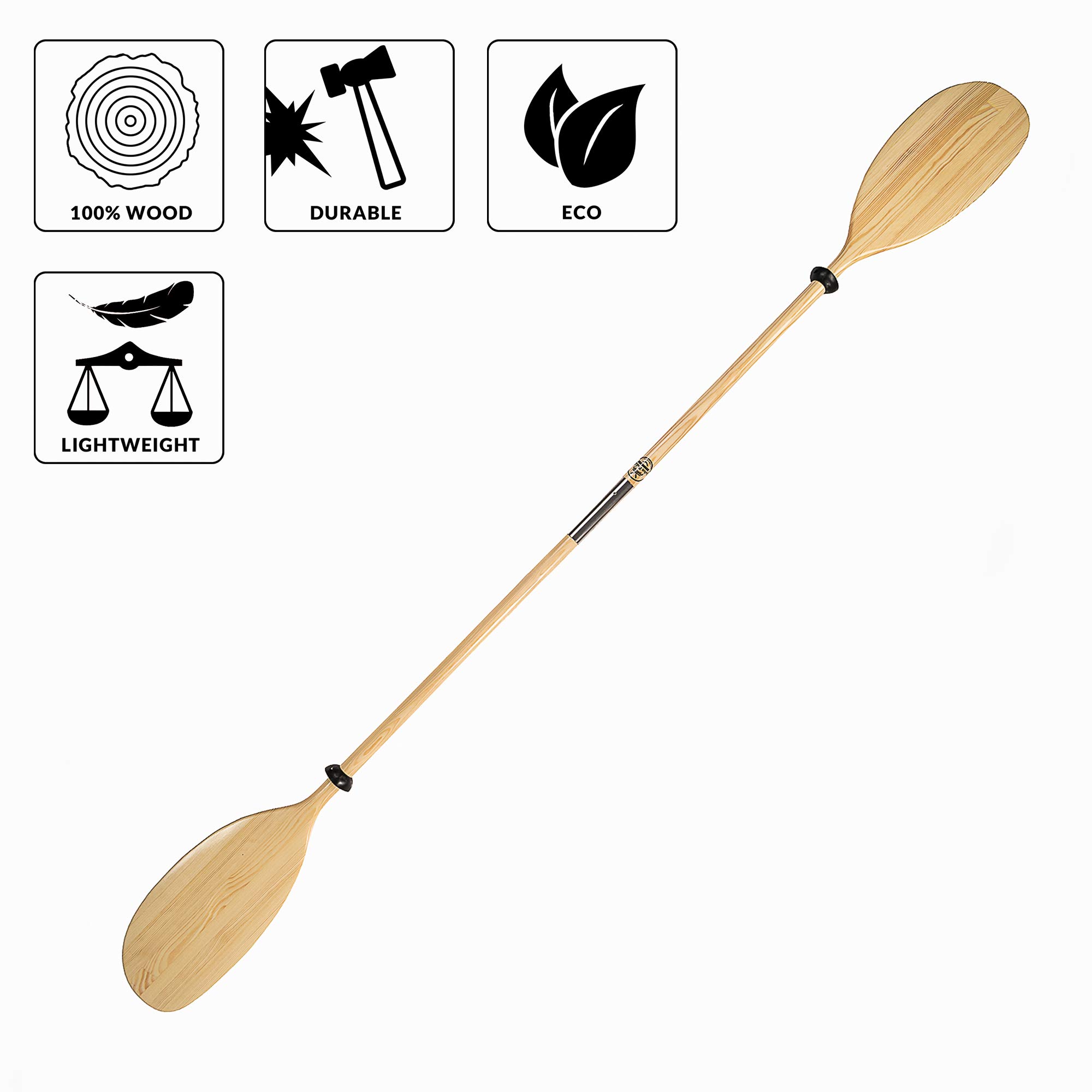 John Paddle let's rOAR www.johnpaddle.com 1 Stück oder 2 Stück(1 Paar) Asymmetrisches Kajak Doppel-Paddel 2-teilig tailbar asymetrische Blattform (235cm) - EU ökologische Produktion