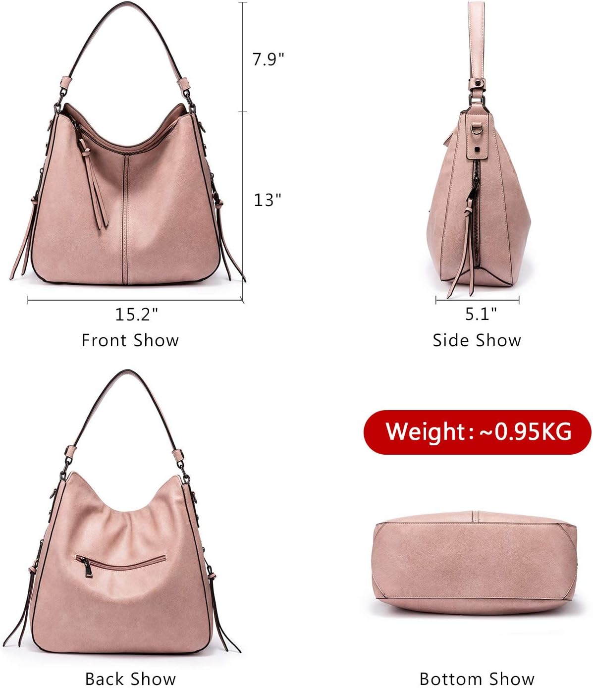 Realer Hobo Crossbody Bags for Women Designer Faux Leather Hobo Handbags Retro Large Size Shoulder Bag Bucket Purse - Image 4