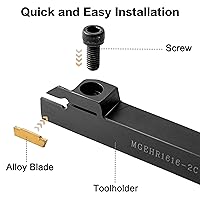 Vista 6 de Juego de herramientas de ranurado de torno - 3 piezas de 58 pulgadas soporte de torneado con 10 piezas de insertos de carburo indexables MGMN200