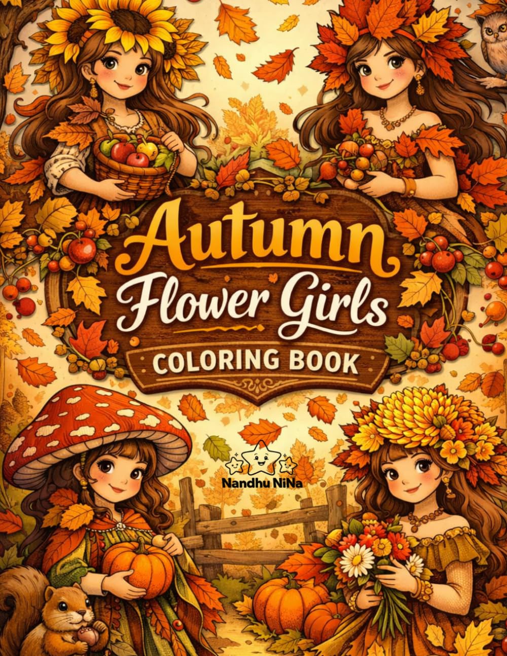 Autumn Flower Girls Coloring Book: Cute & Easy Coloring Pages with Leaves, Pumpkins & Flowers (Seasonal Flower Girls Coloring Series)