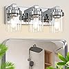 DIKAIDA Bathroom Vanity Light, 3 Light Bathroom Light Fixtures with Clear Glass Shade, Polished Chrome Vanity Light Fixtures Over Mirror for Bedroom Living Room,E26