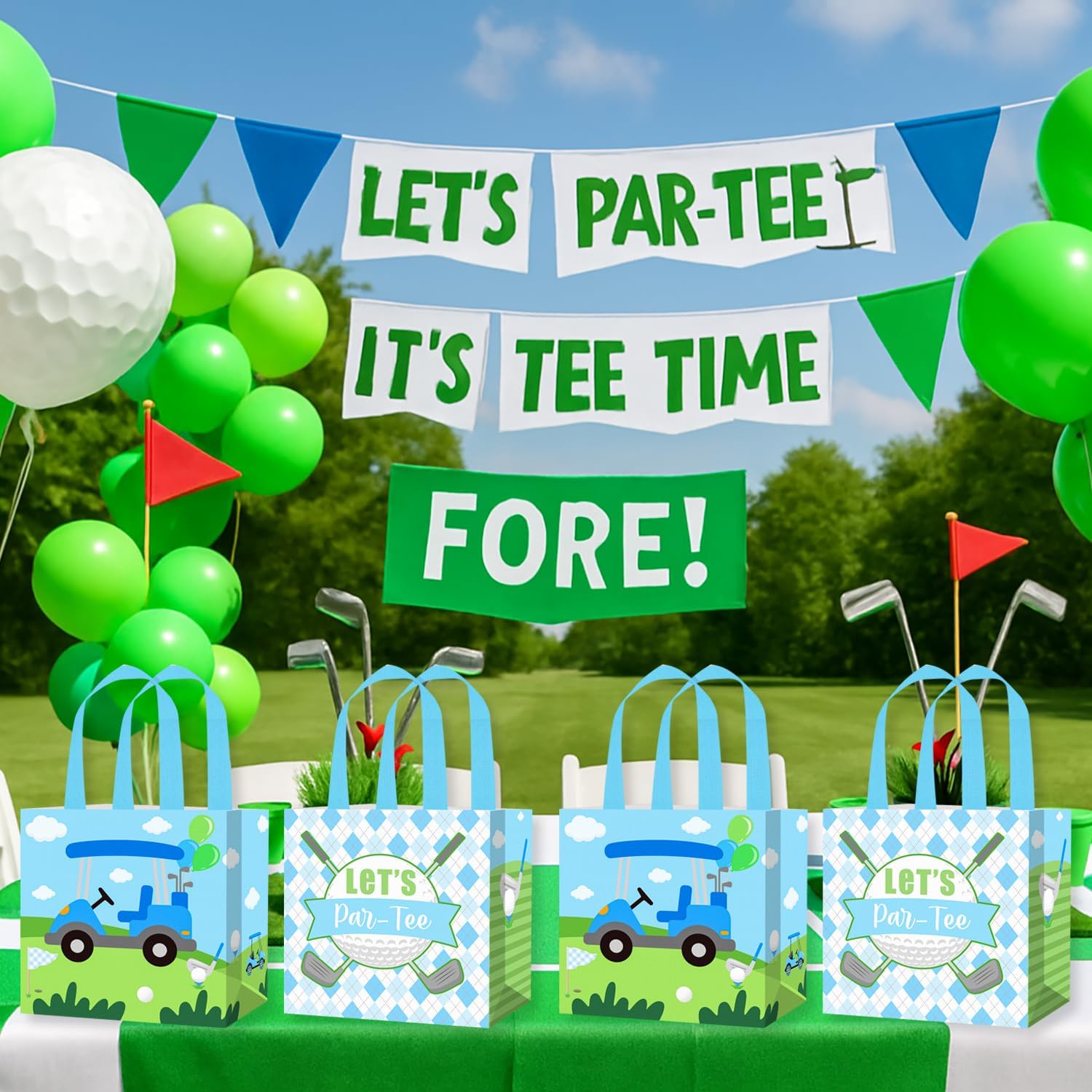 12PCS Golf Party Treat Bags Golf Birthday Party Supplies Golf Themed Favor Bags Non-woven Pink Golf Ball Candy Gift Bag with Handles for Let's Par-tee Retirement Baby Shower Decor - Image 6