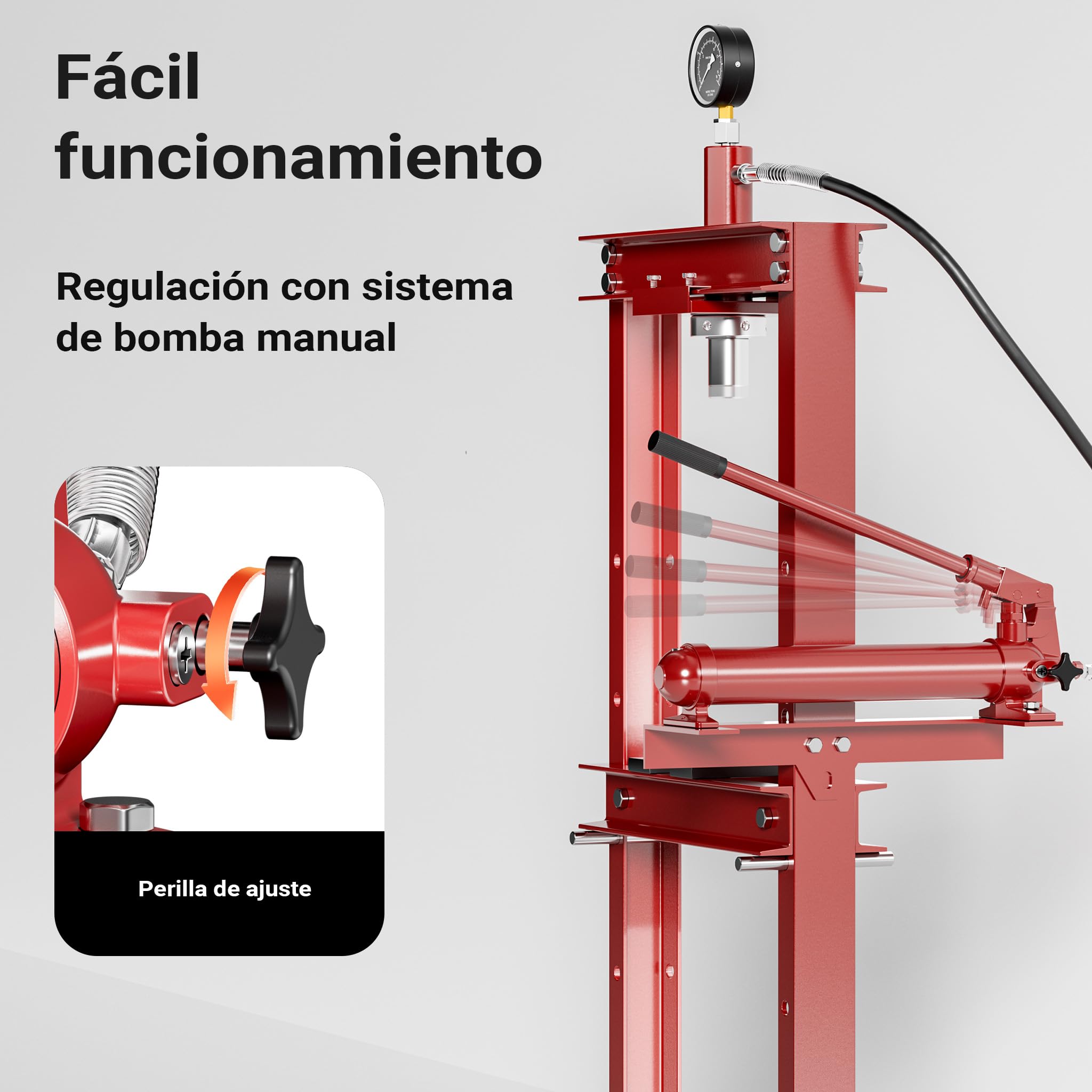 Wiltec 12T Prensa profesional hidráulica de taller prensa de rodamientos de bastidor con manómetro