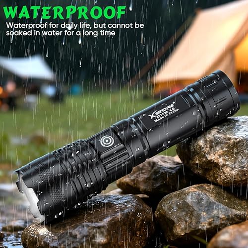 Miniatura 6 de Paquete de 2 linternas recargables, linterna LED súper brillante de alto lúmenes, 4 modos con función de atenuación continua, luz de flash de mano