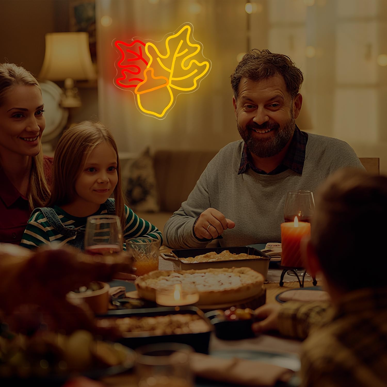 Maple Neon Sign Fall Window Lights for Wall Decor Dimmable Thanksgiving Neon Sign Led Fall Theme Decoration for Home, Maple Leaf Lamp for Gifts - Image 5