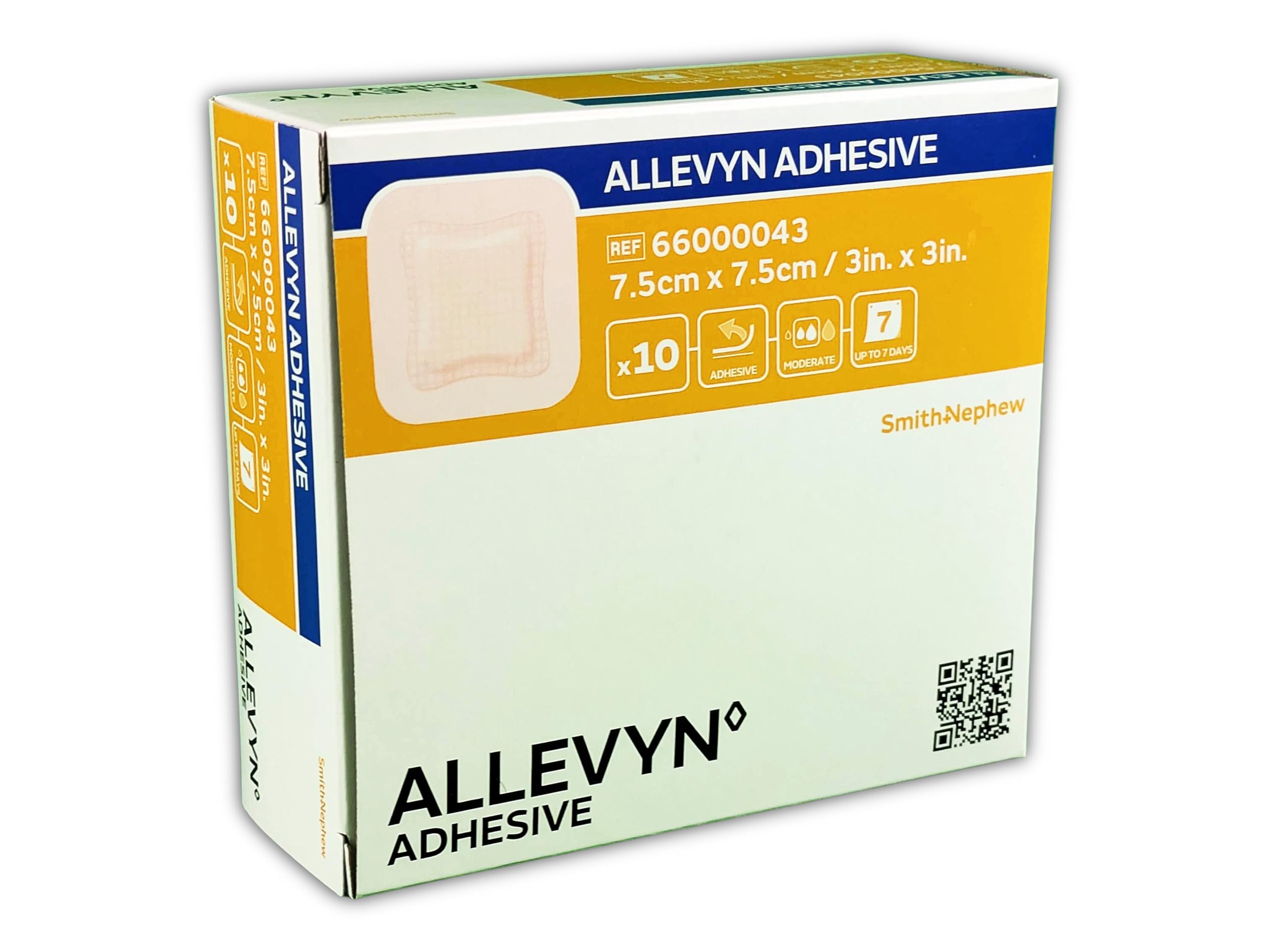 Allevyn Adhesive Wound Dressing: Advanced Healing Comfort in Every Square Inch (10-Pack, 7.5cm x 7.5cm)