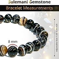 Vista 280 de Pulsera de turmalina negra, pulsera de cristal curativo natural para mujeres y hombres, pulsera de cuentas redondas de 0.315 in para espiritual