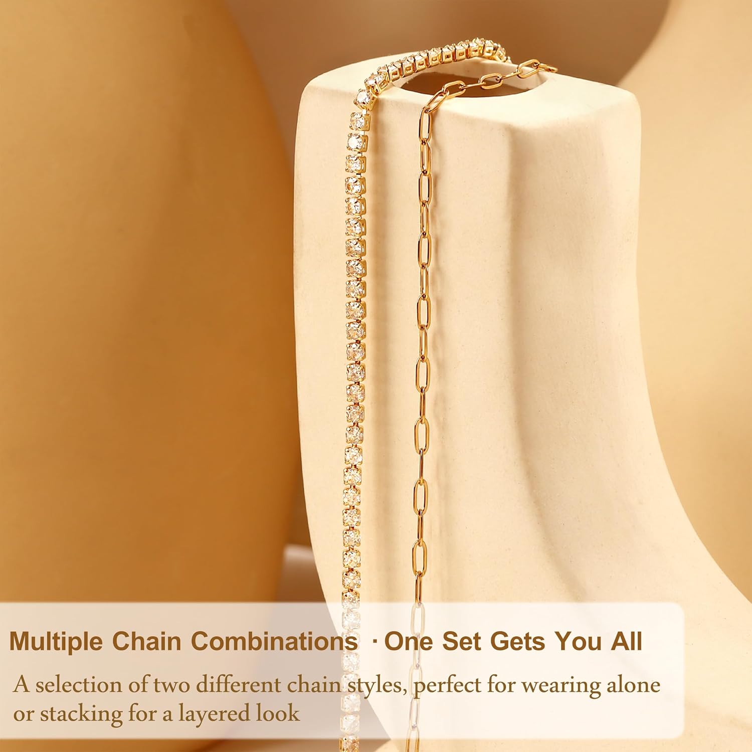 Layered Necklaces for Women, Dainty 14K Gold Plated Chain Choker Necklace Stack, Simple Gold Layered Herringbone Necklace Set Stackable Gold Chain Necklaces for Women Trendy Gold Jewelry Gifts - Image 5