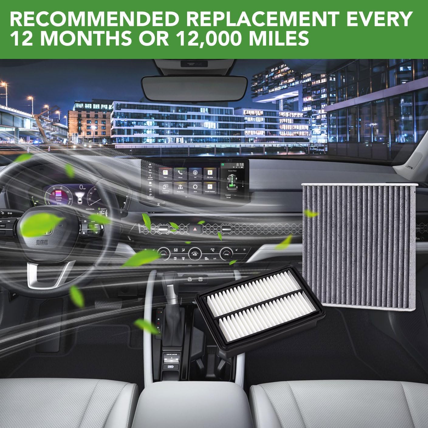 Cabin Engine Air Filter Set Compatible with CRV Hybrid (2023-2025), Accord Hybrid (2023-2025), Civic Hybrid (2025) 2.0L, Replaces 17220-6MA-J01, 80292-TF0-G01