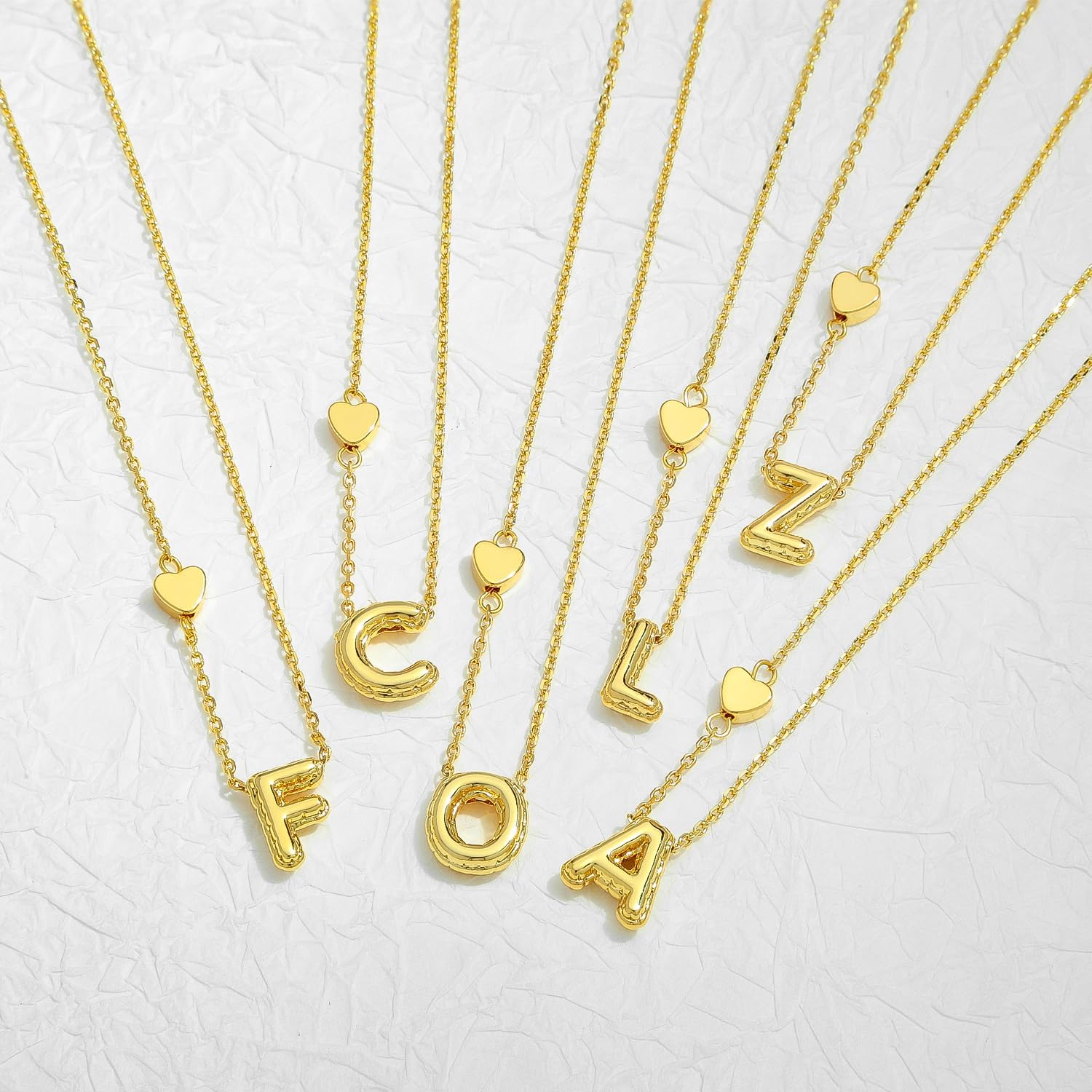 Gold Initial Necklaces for Women With a Cute Heart Charm Personalized Alphabet A-Z Bubble Letter Necklaces Gift - Image 4