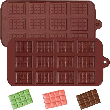 2PCS Break Apart Chocolate Molds,Silicone Candy Protein and Energy Bar Molds,Easy to Release,Food Grade & Non-Stick Chocolate Mold