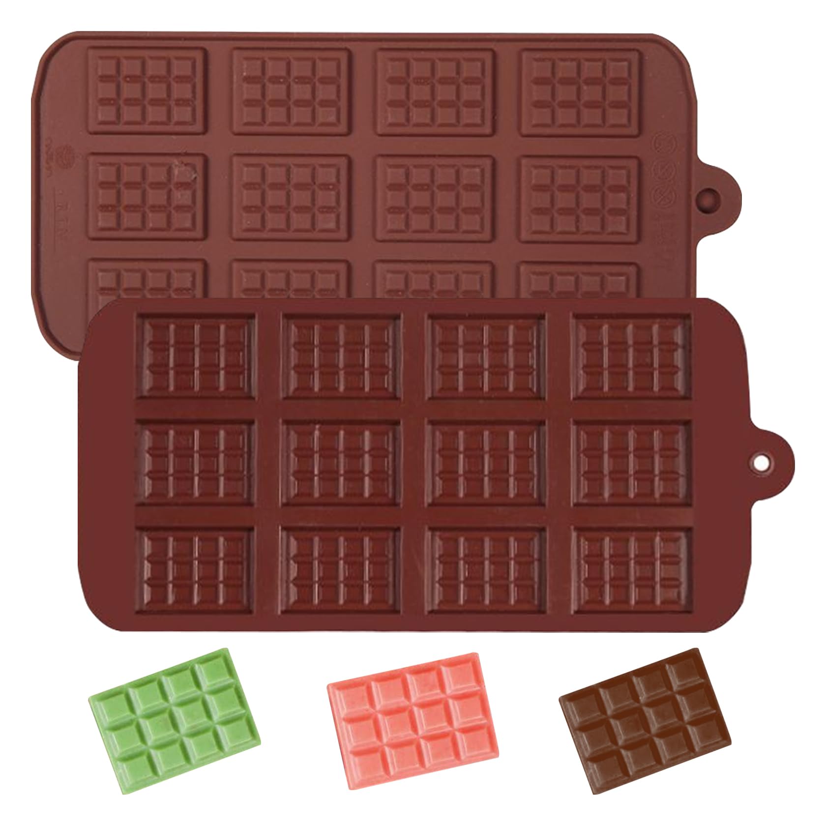 2PCS Break Apart Chocolate Molds,Silicone Candy Protein and Energy Bar Molds,Easy to Release,Food Grade & Non-Stick Durable Chocolate Mold