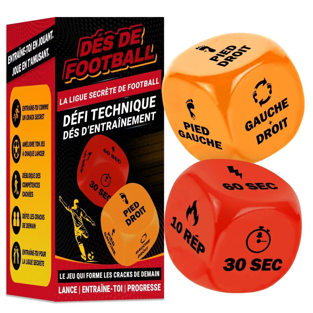 Dés D’Entraînement Football – 2 Dés Sportifs Pour Enfants 8-12 Ans, Jeu D’Adresse Et De Technique à La Maison Ou En Extérieur