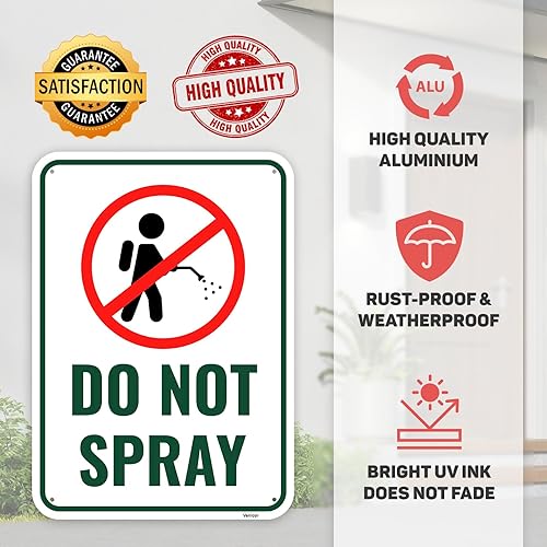 Miniatura 3 de Señal de no rociar, 2 unidades, 14 x 10 pulgadas, aluminio, sin pulverización, para pesticidas