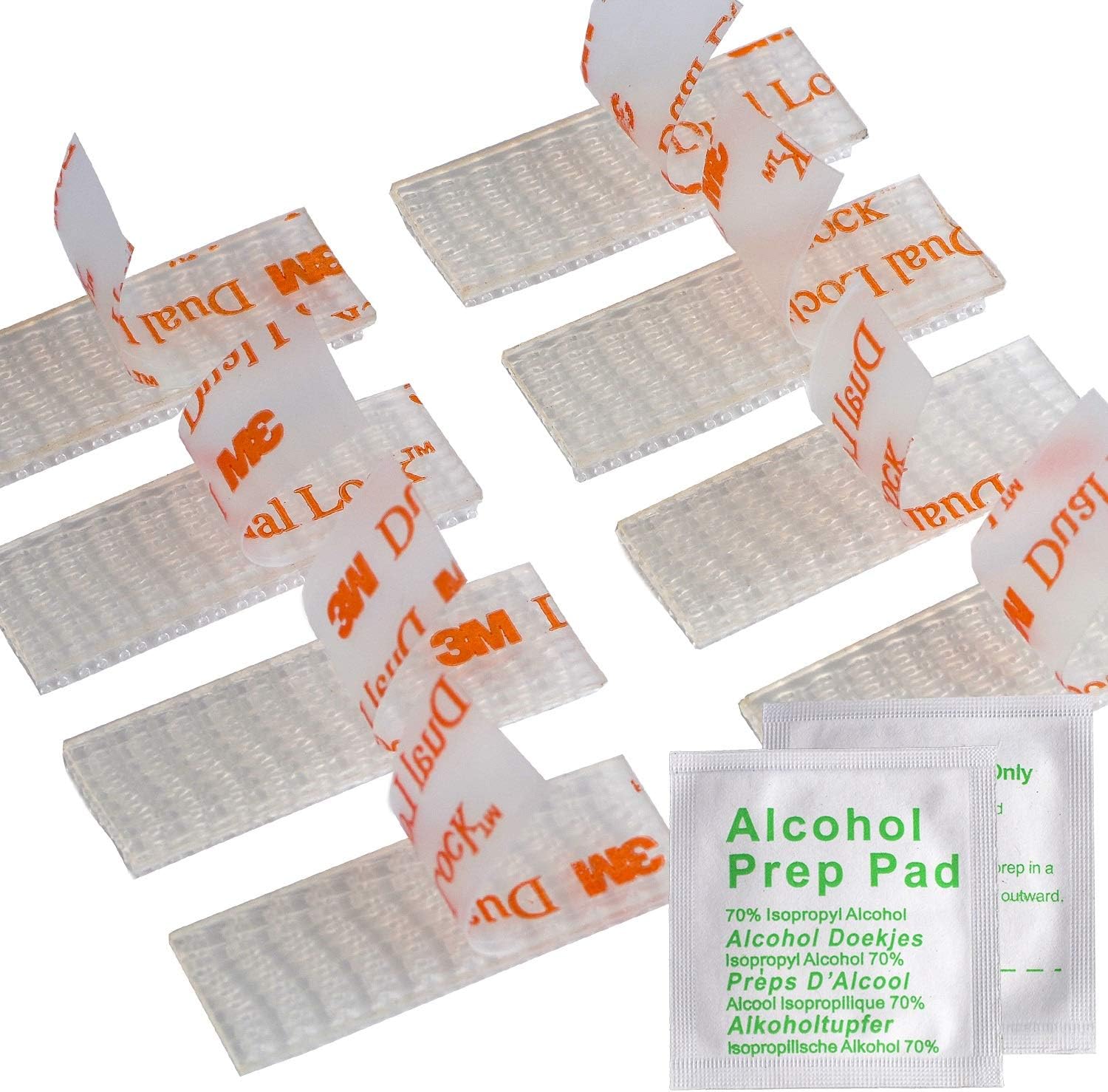 EZ Pass/IPass/IZoom/SunPass Mounting Kit - Glue Adhesive Dual Lock Tape, Peel and Stick Adhesive Strips Dual Lock Tape - 8 Strips (4 Sets) with Alcohol Prep Pad