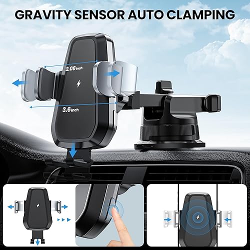 Miniatura 5 de Cargador inalámbrico para automóvil, 15 W10 W7.5 W, accesorios de automóvil para salpicadero, ventilación de aire, abrazadera automática 3 en 1,