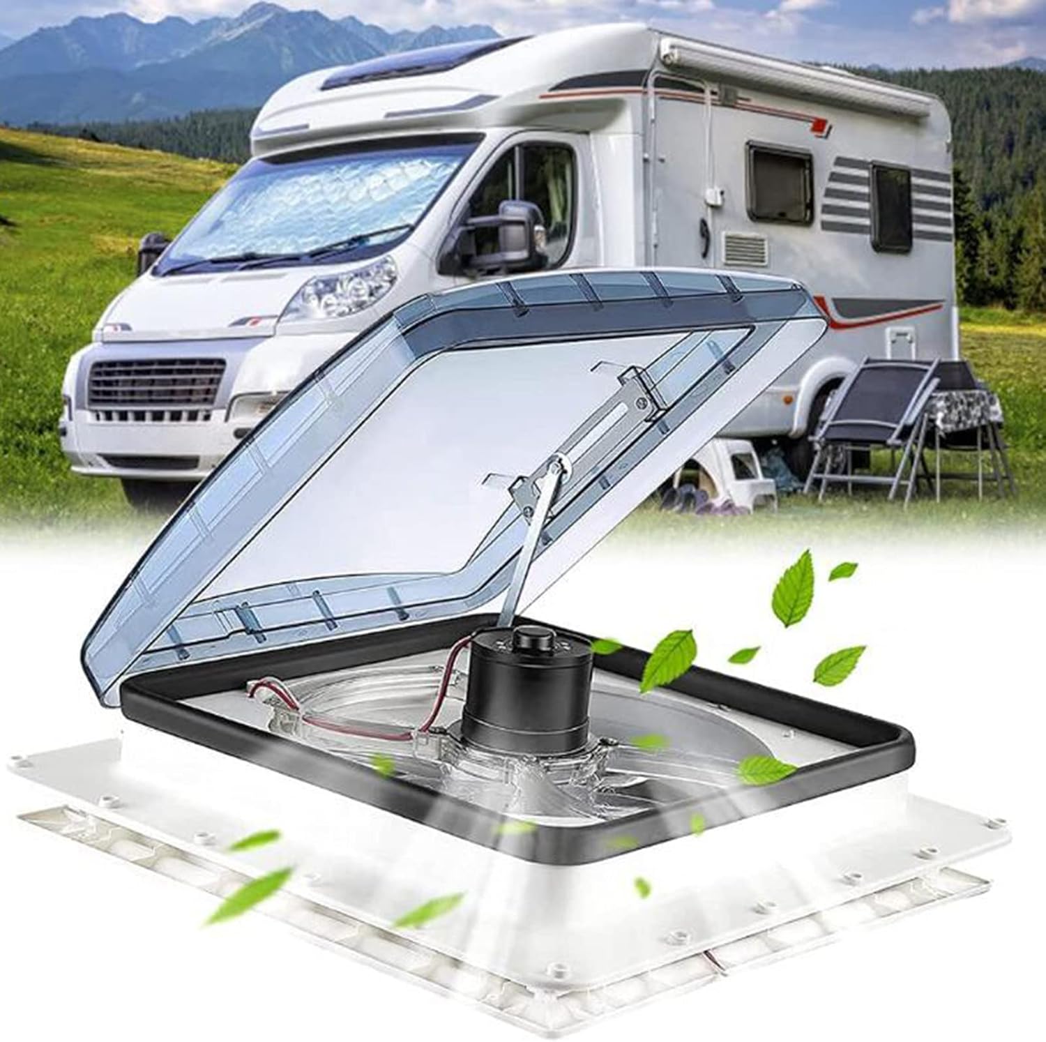 Caravan Roof Vent Fan,12v 20w 40 * 40cm Campervan Roof Vent,RPM 1200m