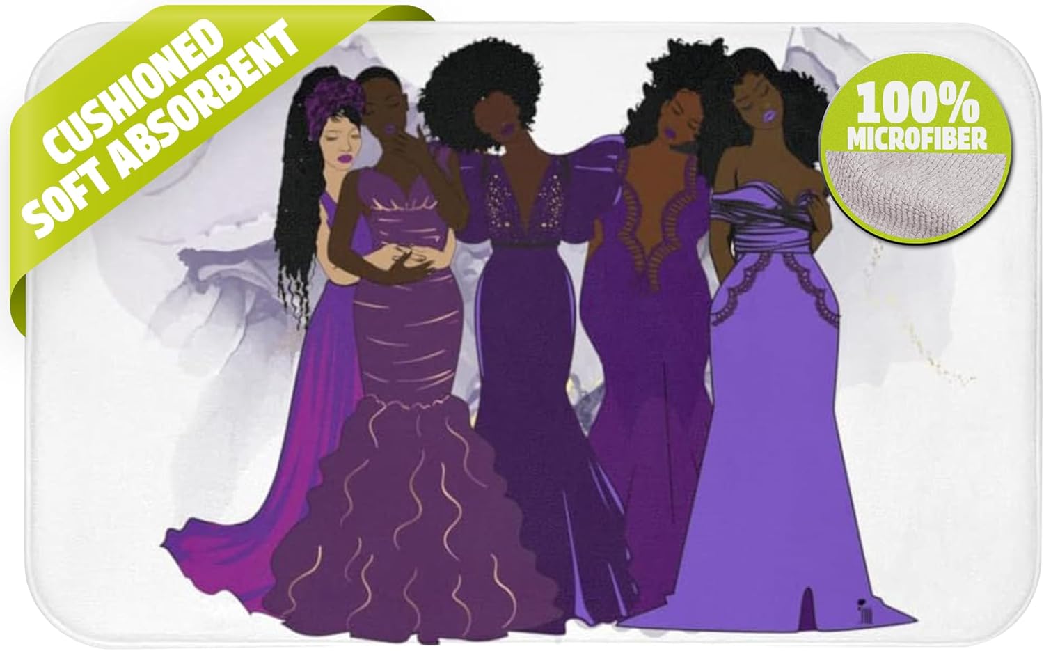 Pardon My Fro Non-Slip Bathroom Mats, Cushioned Soft Absorbent 100% Microfiber, Quick-Dry for Shower, Tub, and Floor, Featuring Fierce Fro-Beauty Home Decor Rugs - Harmony Bath Mat, Purple 30"x20"