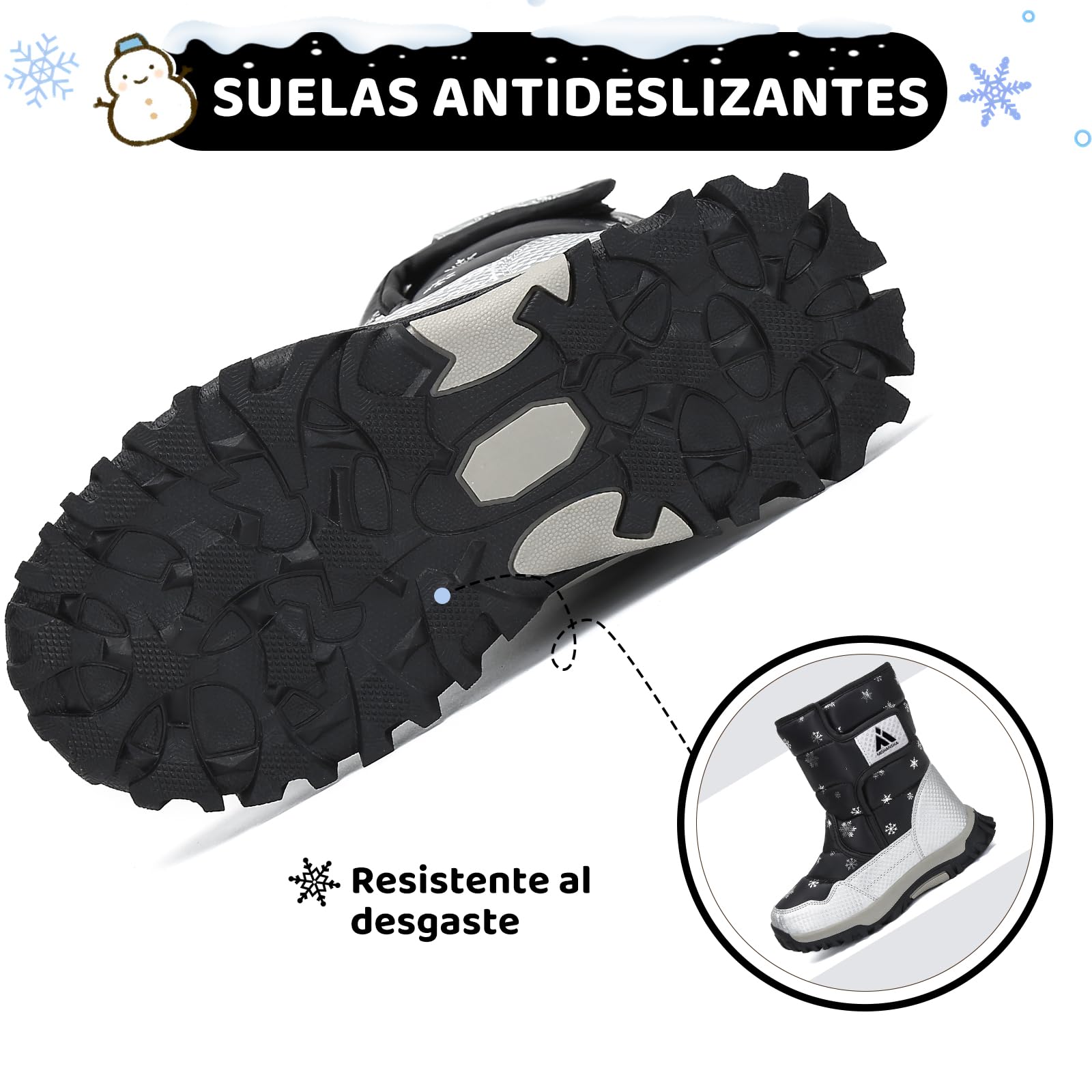 Mishansha Botas de Nieve Invierno Niños Forro Interior 36-47 EU | Unisex Niños, Niña, Botas de Invierno, Outdoor, Calientes, Forro Interior, Zapatos de Nieve