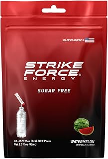 Strike Force Energy, Watermelon Flavor, Liquid Energy Drink Mix, Sugar-Free, Calorie-Free, 10 Count Packets, with Caffeine, Taurine, B Vitamins