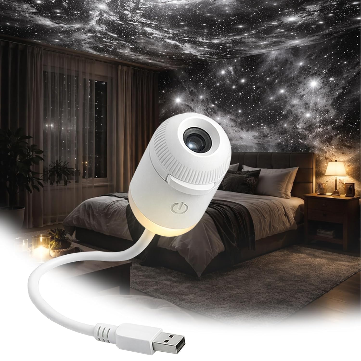 GUANCI 2-in-1 Galaxy Projector Night Light, Mini Star Projector with 1 Slide, USB Portable Starry Sky LED Lamp, 360° Rotating Adjustable Brightness for Bedroom, Kids Room & Car Decor-image-34