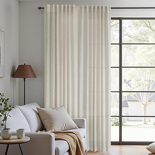 Miniatura 81 de KOUFALL Cortinas transparentes de lino de 90 pulgadas, cortinas para Sala Modernas 2025 De Lino Elegantes, cortinas personalizadas con pestaña