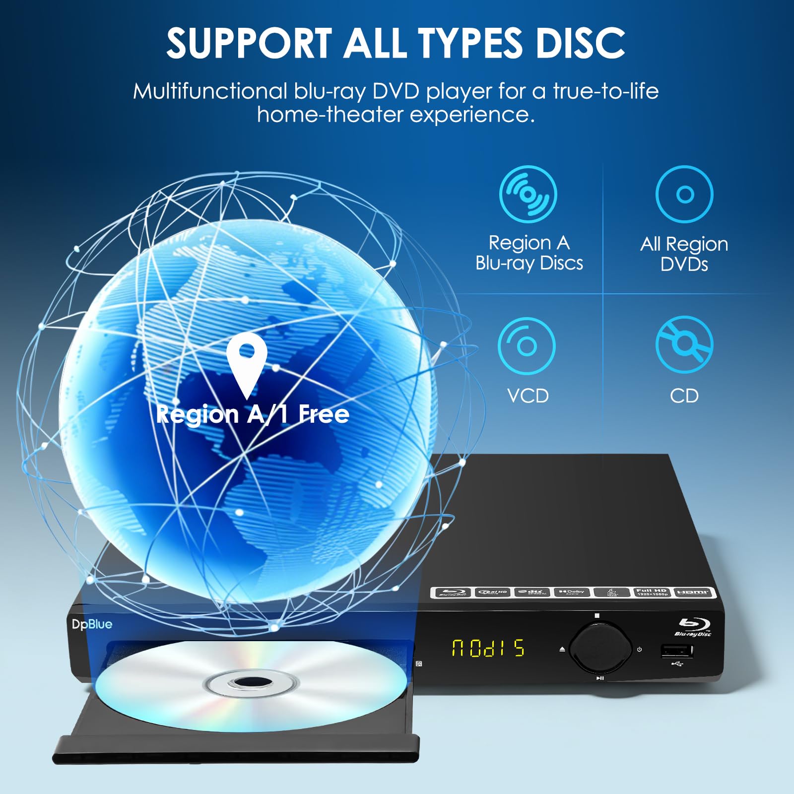 Amazon.com: DpBlue BLU RAY Player,1080P Full HD Blu-ray DVD Player