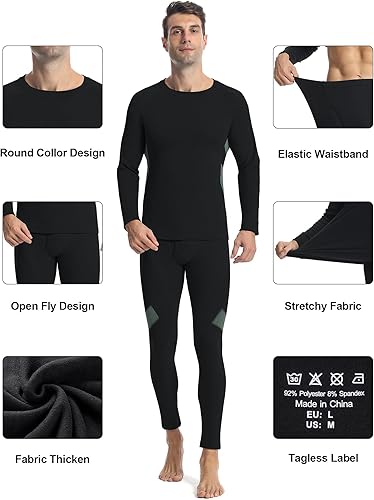 Miniatura 4 de Runhit Mens Thermal Underwear SetFleece Lined Long Johns for Men Thermal Shirts and Pants Base Layer Cold Weather Thermals