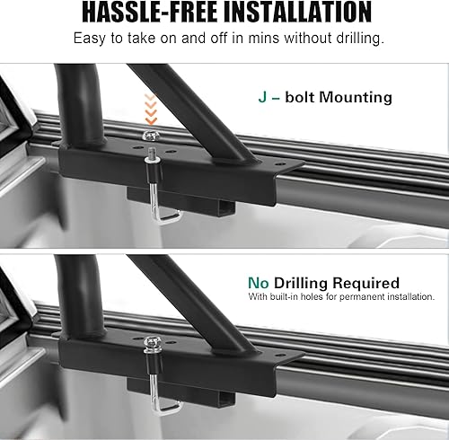 Miniatura 3 de Estante para camión sin perforación, estante extensible de acero resistente, apto para cama de camión de 52 a 71 pulgadas de ancho, capacidad de 800