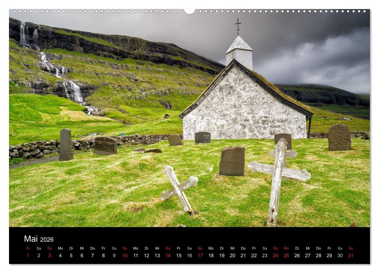 Wunderbare Färöer Inseln (hochwertiger Premium Wandkalender 2026 DIN A2 quer), Kunstdruck in Hochglanz: Die Färöer Inseln sind ein Juwel inmitten des rauen Nordatlantik