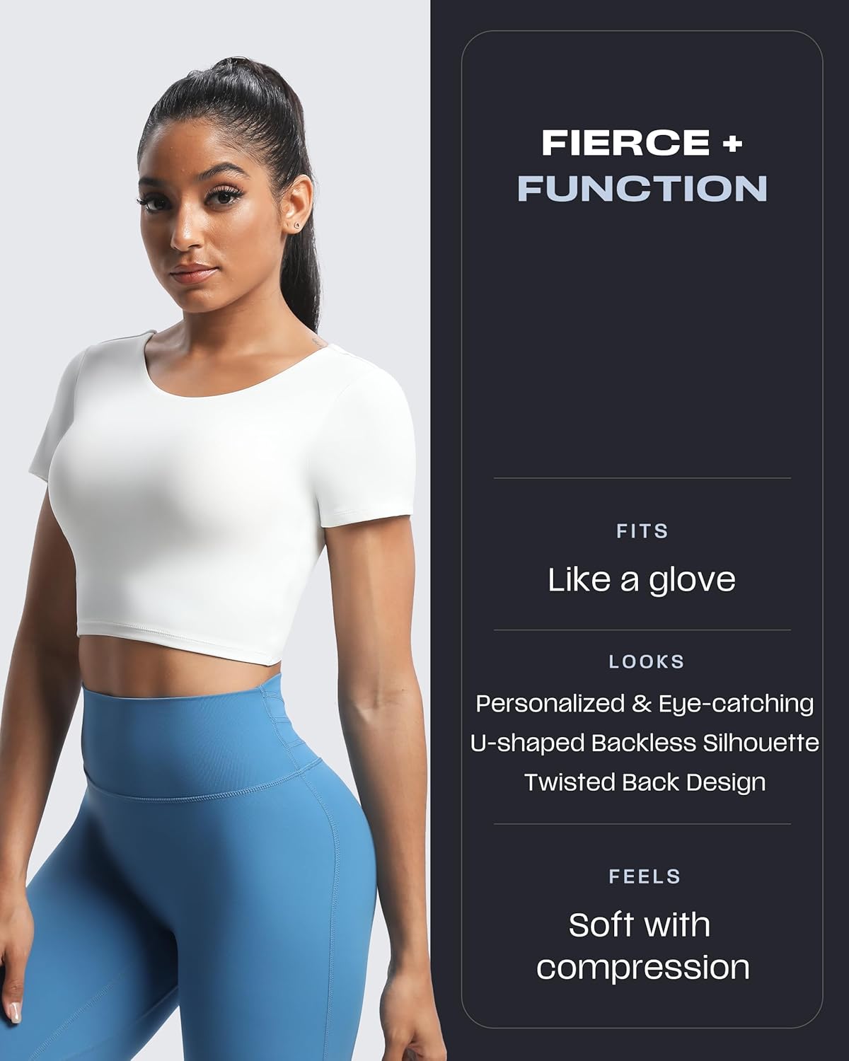 Aoxjox Short Sleeve Crop Tops for Women Emma Backless Twist Back Workout Cropped T Shirt Top - Image 3