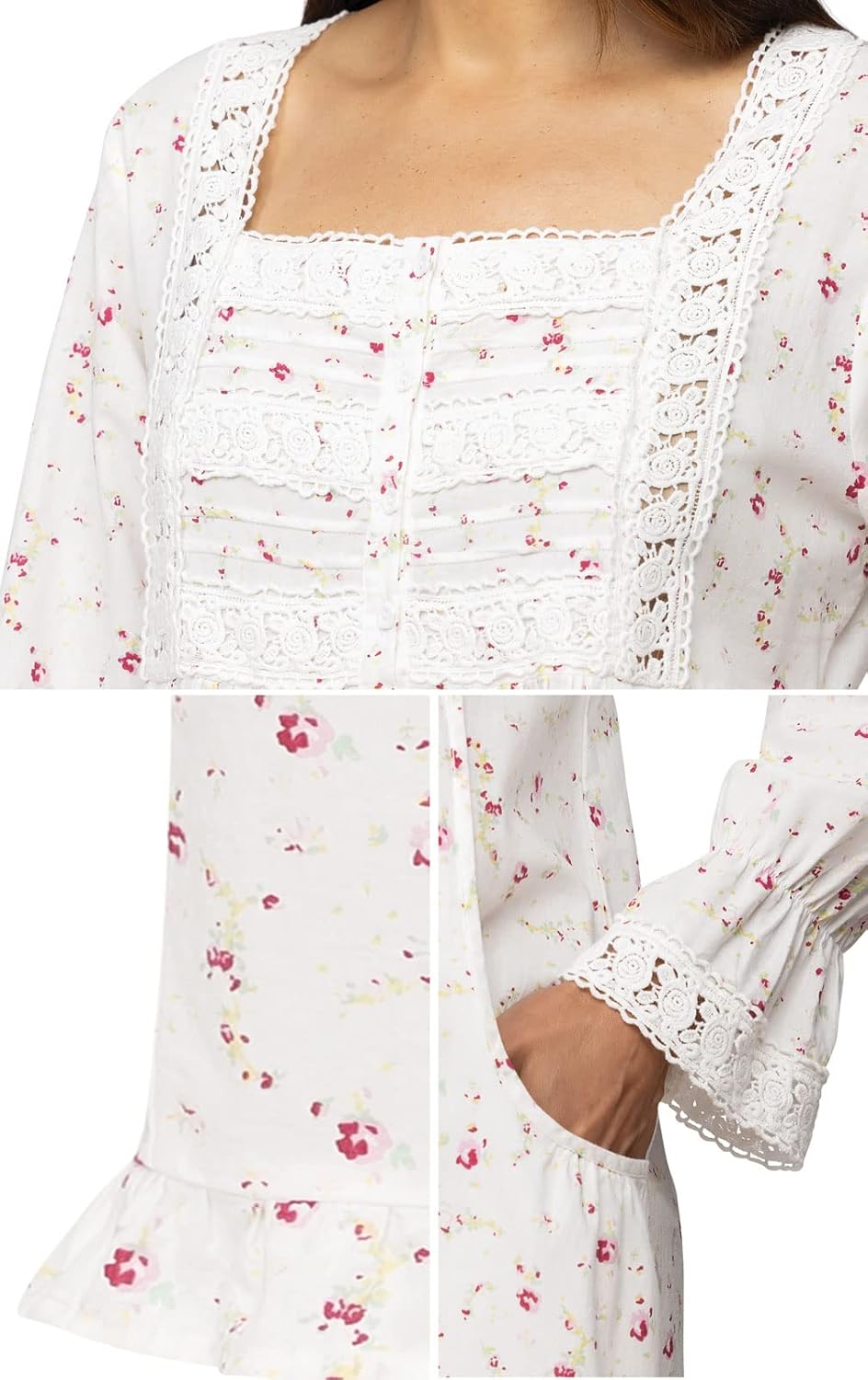 The 1 for U Cotton Nightgowns for Women - Victorian Nightgown, Isabella 100% Cotton Gown