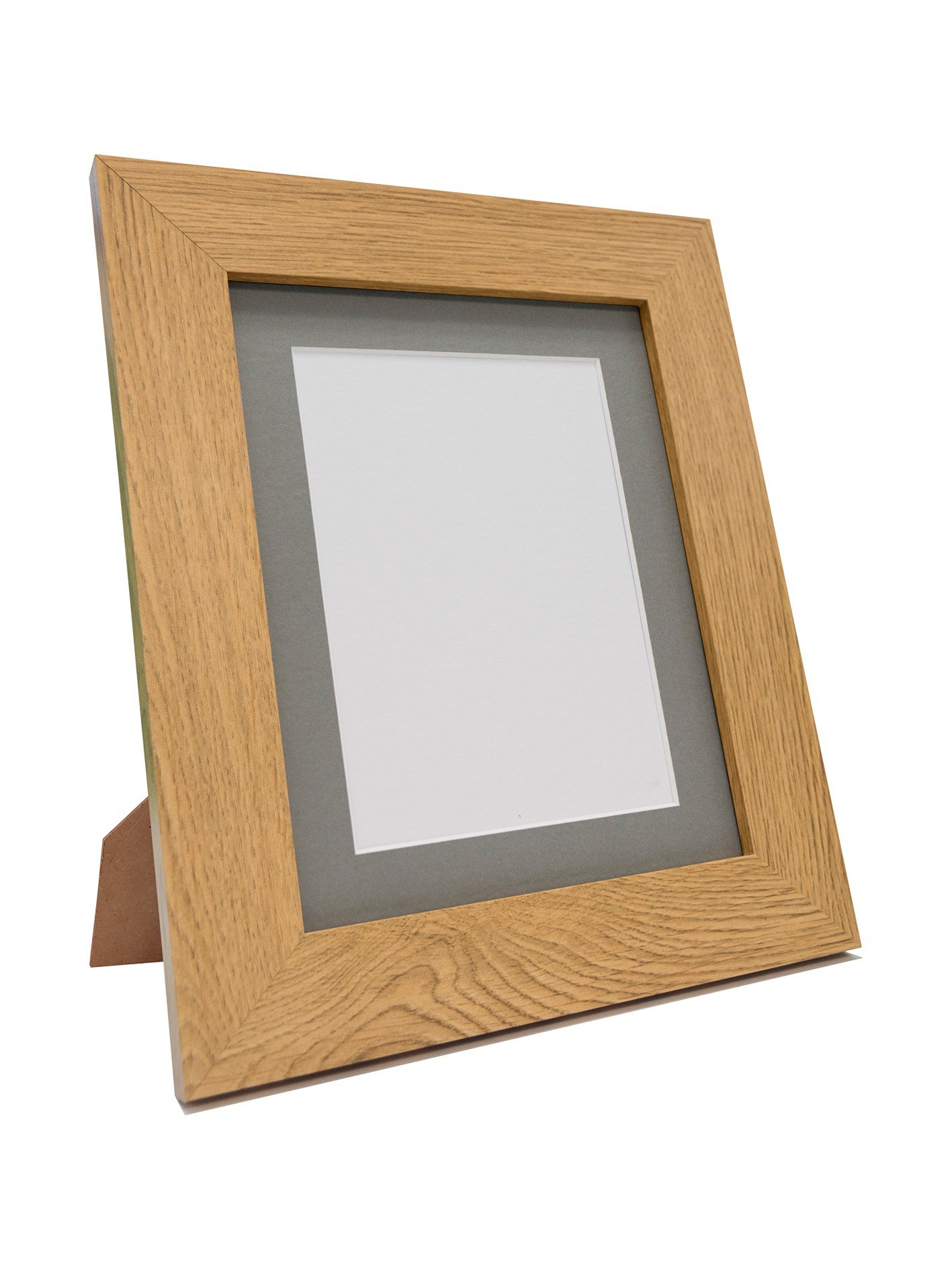 FRAMES BY POSTMetro Oak Photo Picture Poster Frame with Dark Grey Mount Plastic Glass 14 inches x 8 inches for Pic Size 10 inches x 4 inches