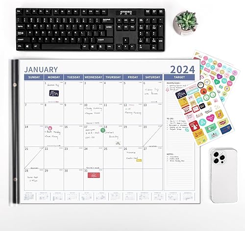 Miniatura 7 de Ospelelf Calendario de escritorio grande 2024 x 17 pulgadas, calendario de 18 meses de enero de 2024 a junio de 2025, calendario de escritorio con