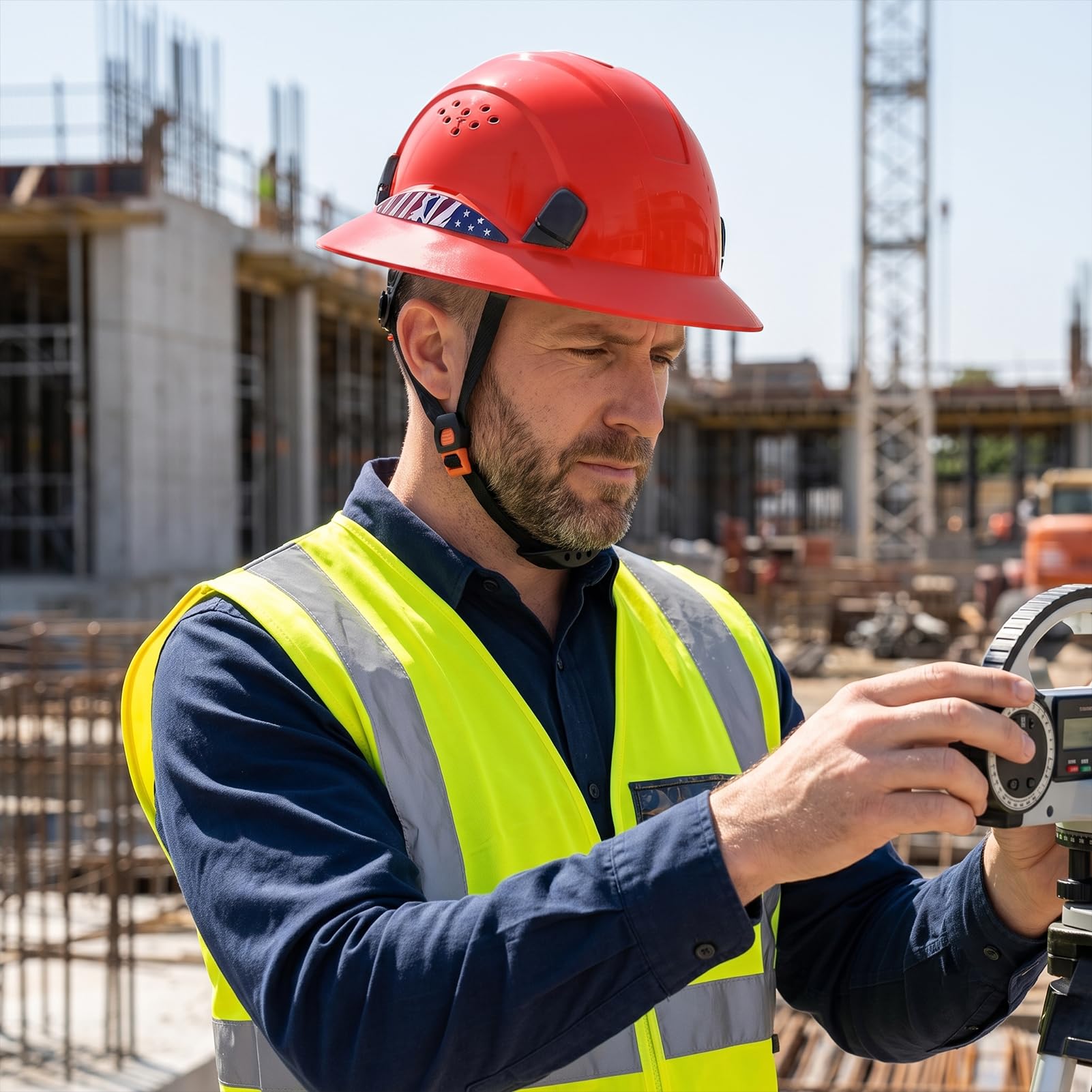 Casque de sécurité à large bord, approuvé par l'OSHA, bord complet, suspension à cliquet à 4 points, casque de sécurité pour homme et femme, ANSI Z89.1