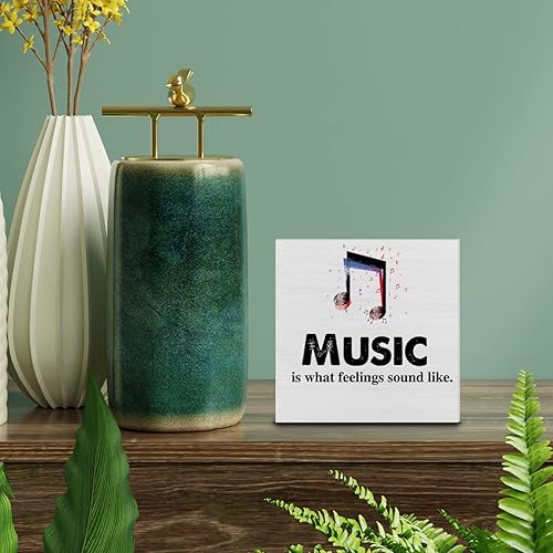 Miniatura 3 de Letrero de madera con texto en inglés "Country Music is What Feelings Sound Like Wood", decoración de escritorio, caja de madera musical, letrero de