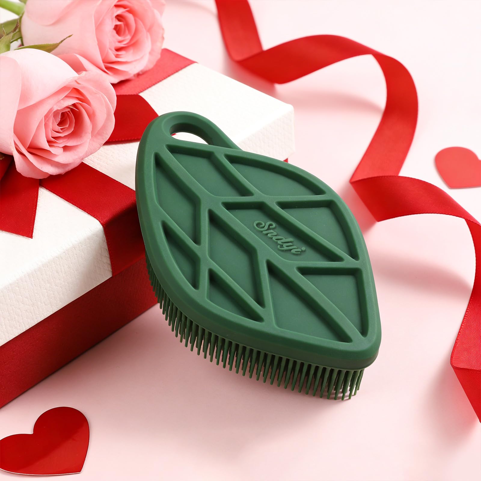Sndyi Silicone Body Scrubber, Gentle Exfoliating Body Scrubber for Sensitive Skin, Leaf Shaped Shower Scrubber for Body with Lathering Bristles, Silicone Loofah Body Brush for Showering,: Green-Limited Edition