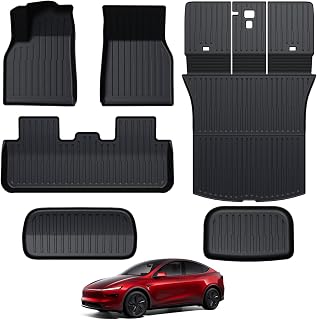 GALVAGNITE Floor Mats for 2025-2026 Tesla Model Y Juniper: All-Weather Full Coverage Set with Trunk, Frunk, Backrest Mats