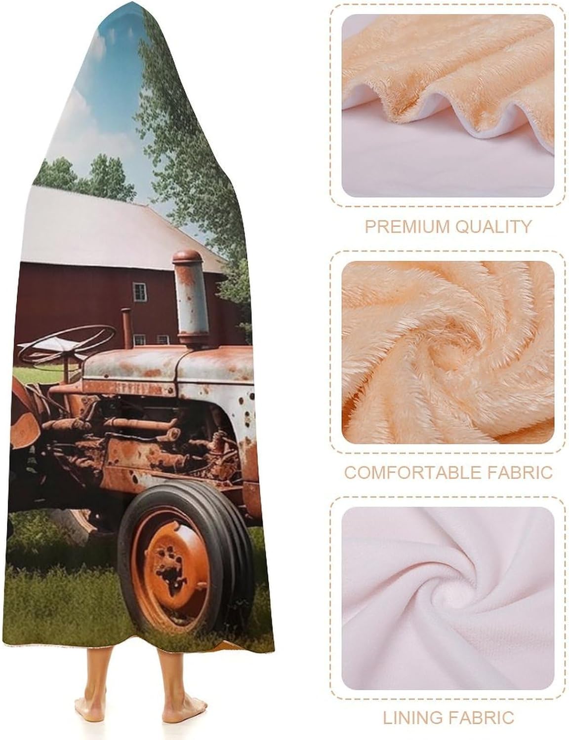 Company Farm Tractor Wearable Fleece Blanket with Hood for Men & Women Oversized Hoodie Blanket Soft Cozy Gift-