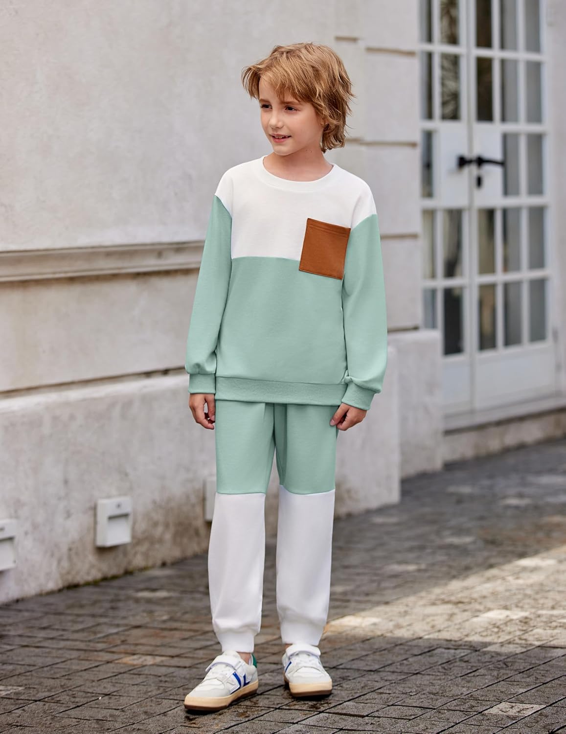 Arshiner Boys Sweatsuit Long Sleeve Crewneck Sweatshirt and Pants Fall Winter Tracksuit Set 2-10Y - Image 2