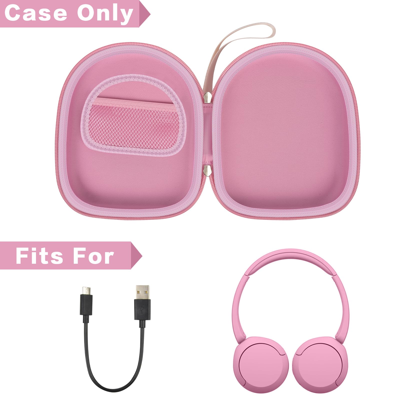 Hartschalen-Schutzhülle für Sony WH-CH520/WH-1000XM4, für JBL Tune 720BT/510BT, stoßfeste Reise-Aufbewahrungstasche mit Netztasche, Ohrhörer-Tragetasche für Fitnessstudio, Büro, Pendeln (nur Box)