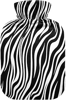 Wajiw Hot Water Bottle with Cover 2L Warm Water Bottle for Hot and Cold Compress Hot and Cold Therapies,Hand Feet Warmer,Zebra Pattern