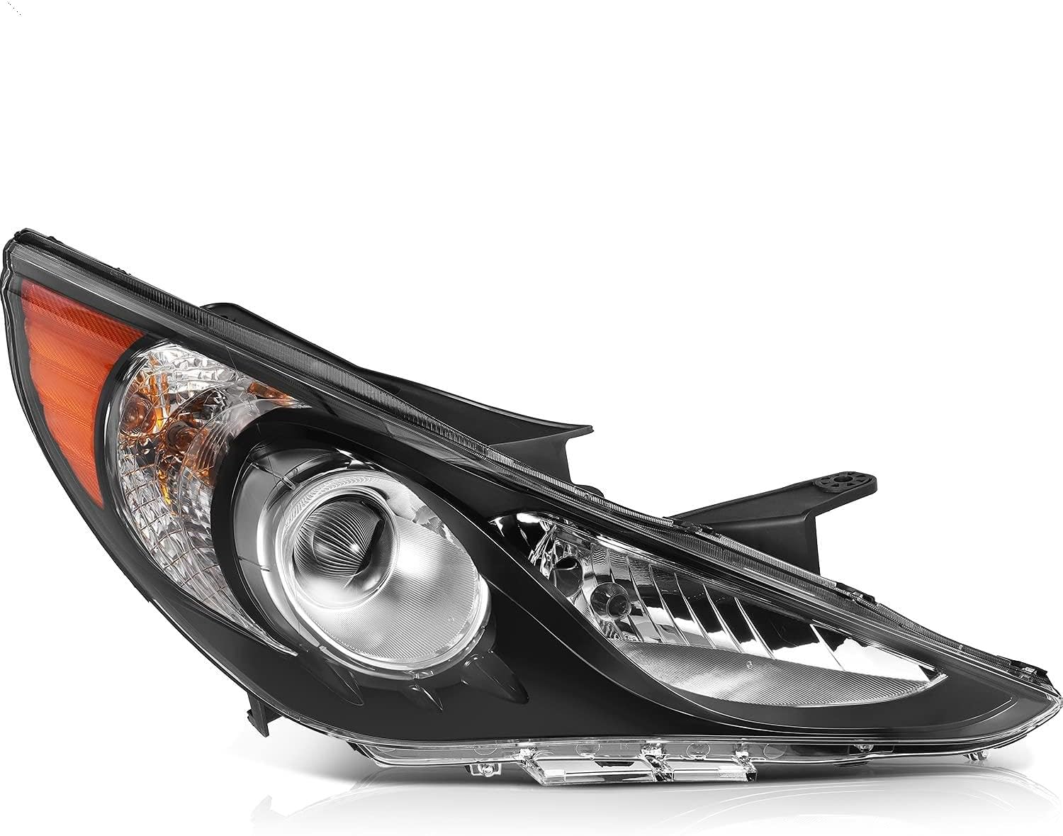 Headlight Assembly Replacement Fit For Hyundai for Elantra 2017-2018 Black Housing Amber Reflector Clear Lens Driver Side 92101F3000 92101-F3000
