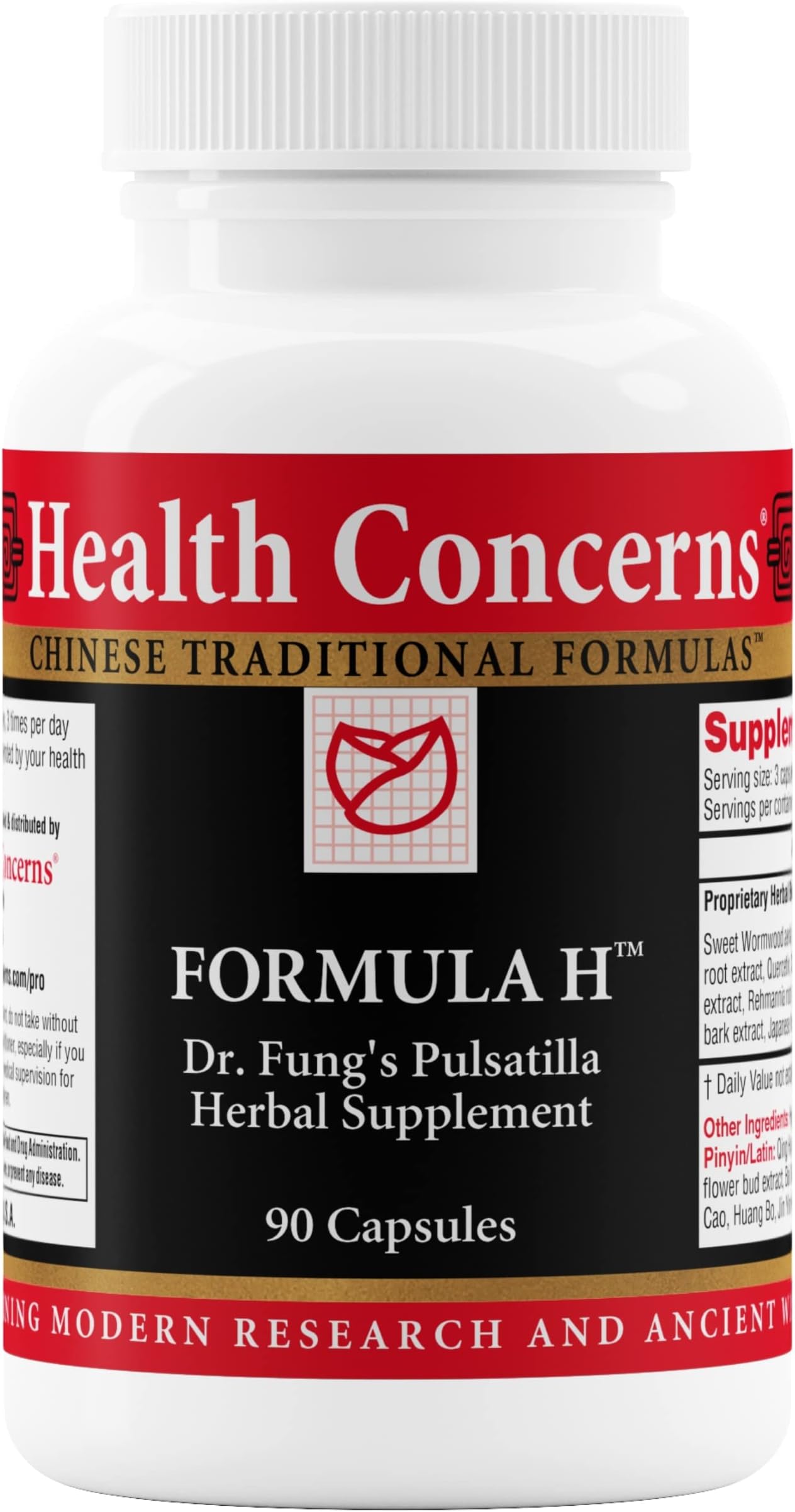 Health Concerns Formula H – Blood Circulation & Vascular Support – Vein Health Supplement – Herbal Formula with Quercetin & Skullcap Root – Chinese Traditional Medicine – 90 Capsules
