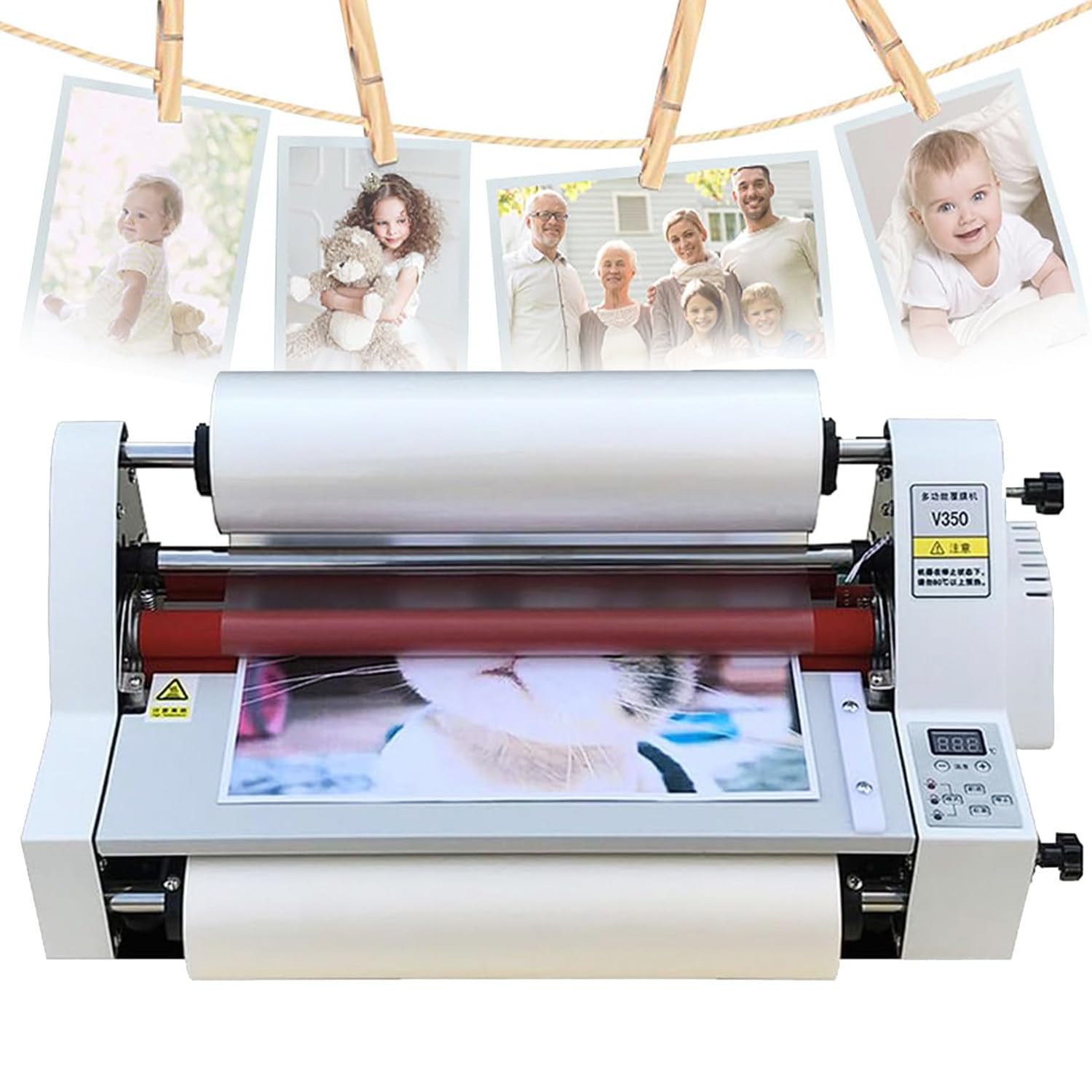 700W Laminatrice a Rulli Caldi E Freddi,Plastificatrice Automatica Mono/Bifacciale,0-180℃,1,1m/Min,Macchina Laminazione Elettrica Controllo Digitale,Larghezza Massima 330Mm