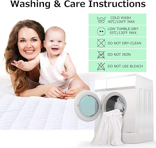 Miniatura 7 de AwsumPick Protector de colchón King, acolchado suave, transpirable, impermeable, funda de colchón para cama, para entrenamiento de orinal,