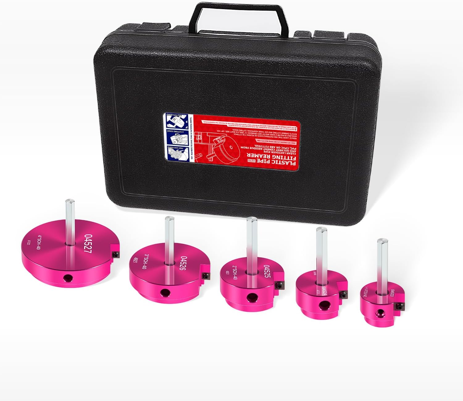 5Pcs PVC Pipe Reamer, For PPRK5 Plastic PVC Pipe Fitting Reamer Plumbing Tools Kit Fit into Standard 1/2" Drills, for SCH40, ABS, CPVC Pipes