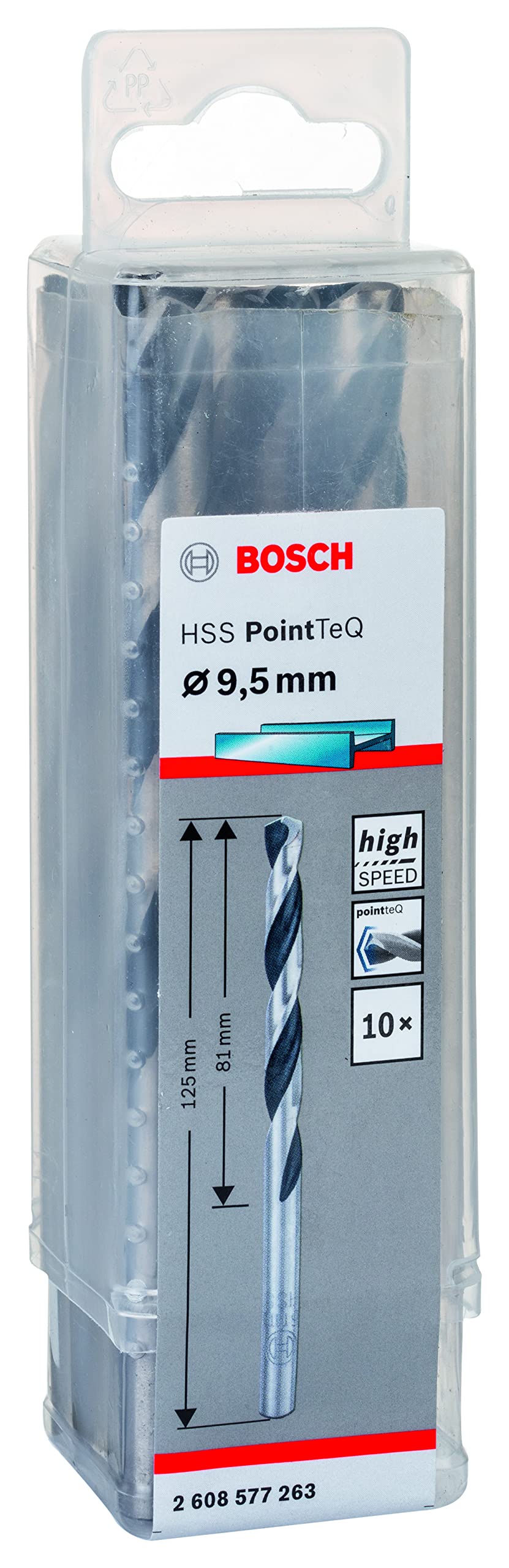 Bosch Bosch Professional 10-piece PointTeQ HSS Twist Drill Bit (for Metal, 9.5 x 81 x 125 mm, Drill Driver Accessories)