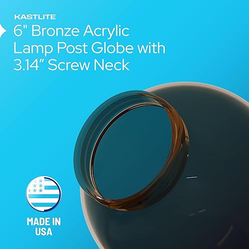 Vista 59 de KastLite Globo de poste de lámpara acrílica blanca de 6 pulgadas Textura suave con cuello de ajuste de 3.14 pulgadas Fabricado en los Estados